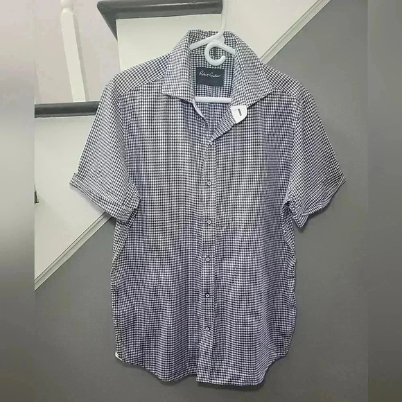 Robert Graham Howells Tailored-Fit Houndstooth Shirt Navy Size XL $158 - Picture 2 of 6